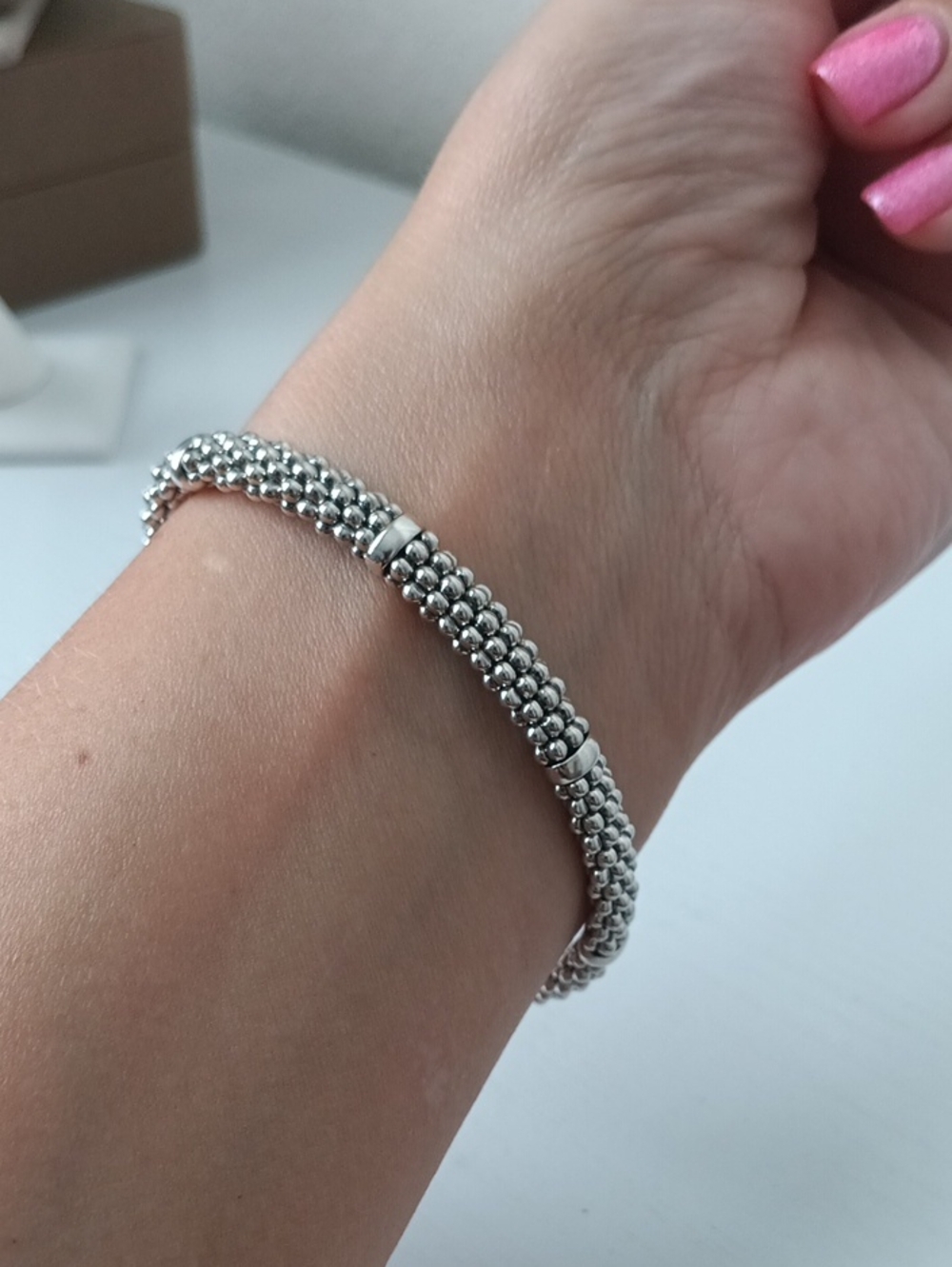 Lagos Caviar Rope Station Sterling Silver Bracelet 6mm - Picture 3 of 6